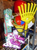 Roller Derby in-line skates size youth 3-6, children's folding camp chair with bag and basket with