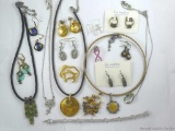 Necklaces, bracelet and earrings most are Lia Sophia pieces. Earring posts are most likely gold