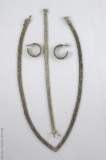 Sterling silver necklace, bracelet and earrings. Stamped 925 ITALY, necklace is 26.38g, bracelet is