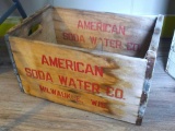 American Soda Water of Milwaukee, Wis. crate has original reinforced corners and measures 18