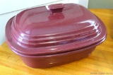 Pampered Chef Family Heritage covered stoneware baking dish is approx. 12