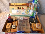Creative Memories stickers, small beads, rubber stamps, plastic craft canvas and more.
