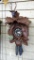 Seller note 1961, One day Stag head cuckoo clock and measures about 14'' over front