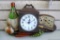 New Haven restaurant style clock, seller notes runs. Measures approx. 16'' wide