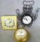 Vintage Spartus wall clock, General Electric clock, and a 12