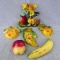 Six fun chalkware wall hangings are in overall good condition, largest about 7