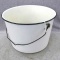 Nice white and black enamelware bucket is in good condition and about 11
