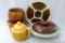 Frankoma 235 planter, teapot, stoneware lazy Susan, two covered pieces. Frankoma in good condition,