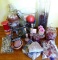 Located at alternate address in Prentice. Collection of decorative vases, rocks, beads, and sand.