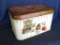 Vintage tin bread box. Box is in good condition, top open and closes well. Measures 13''x8''x8''