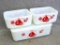 McK glass refrigerator dishes. Dishes are in good condition, just needs to be cleaned. Measure 5'' x