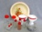 Crown Ovenware dish, Hazel Atlas salt n' pepper shakers, cream and sugar dishes, and more. All
