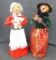 Two Byers' Choice The Carolers figures incl Woman with Instrument and Mrs. Claus. Both about 13