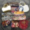 Hausser Leebert teddy bear purse with glasses case and keychains, L.J. Simone purse, artsy Key-Per