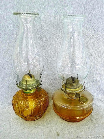 Two oil lamps in good condition, taller about 13".