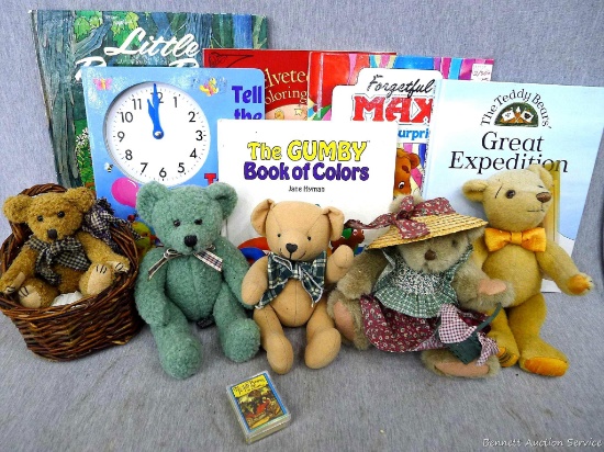 Handmade Merrythought Cashmere DF9B teddy bear; Whitley, Frizzlin, other teddy bears; books incl The
