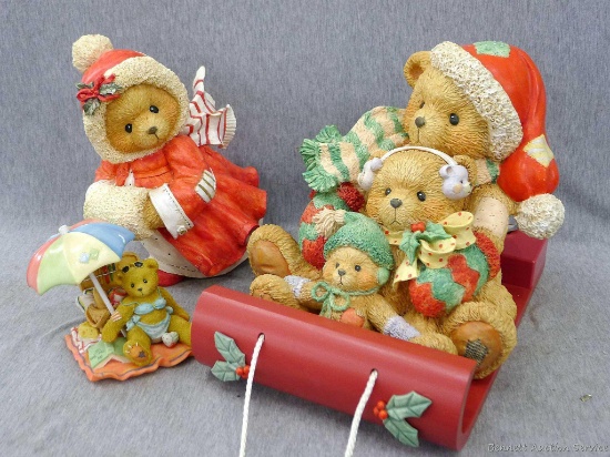 Three resin Cherished Teddy figures. Figures each come with original box and include: Judy - I'm