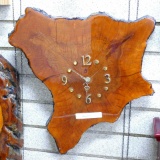 Retro wood slab clock is approx. 16