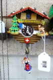 Cute little Switzerland themed clock, is about 5 1/2'' wide and in good condition.