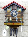 Seller notes this musical band Cuckoo clock runs. Comes with weights and pendulum and measures about