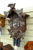 Seller notes Lang Cuckoo Clock with baby, cuckoos on the quarter hour and runs. Face marked made in