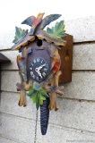 Cute little cuckoo clock, is about 10'' over trim, looks to be in good condition, needs pendulum,