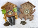 Two cuckoo clocks for parts and restoration. Both faces marked Germany, as are inner parts. Both