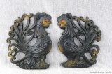 Pair of funky cast chicken wall hangings are 7
