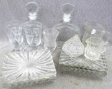 24% lead crystal vase, pair of heavy decanters made in Italy, set of 7-1/2