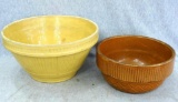 Two attractive stoneware bowls, smaller marked USA 1861-. Smaller looks to be in good condition with