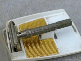 Vintage Gillette shaving razor with dial to adjust blade height. No date code, believed to be