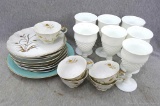 Wheat patterned Lefton China luncheon sets, seven 6-1/4