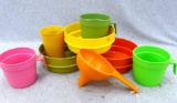 The real deal! Classic Tupperware funnel, stacking bowls, cups with handles, and a single yellow