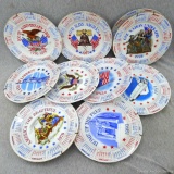 Patriotic calendar plates from the 1970's and 1980's. About 9