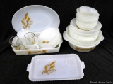 Oven Fire-King Ware wheat pattern dishes. Bowls, cups, serving dishes and more. More dishes to set