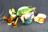 Cute animal glass figures and plant holders. Largest measures 8'' x 6''
