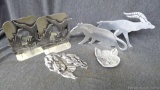 Unique metal animal decor and book stops, items in nice shape. Largest pieces measure 11'' x 6''