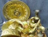 Beautiful antique metal pieces, small vase made in Italy, wall hanger made in England, and other