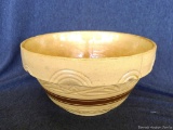 RRP Co. Roseville Ohio, marked 305 pottery mixing bowl. Bowl has some cracks on interior, but is