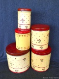Neat tin matching set containers. All caps seal nicely and containers are in good shape, Would be