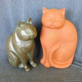Two cute cat statues. Stand 12'' tall, both in good condition