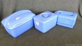Blue Hall Westinghouse refrigerator dishes. All in great condition, largest dish measures 9'' x 3''