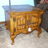 Located at alternate address in Prentice. Sturdy solid wood end table is in good shape with minor
