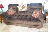 Located at alternate address in Prentice. Nice brown microfiber sofa with reclining ends. Wall