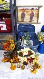 Located at alternate address in Prentice. 18 gallon tote with lid contains nice fall wreaths,