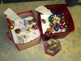 Located at alternate address in Prentice. Nice Christmas ornament organizers with glass and other