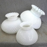 Fenton or similar milky white glass lamp shades. All Shades are in good condition, largest one