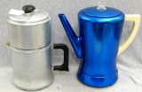 Vintage West Bend Flavor Matic coffee percolator and Comet aluminum drip coffee maker. Both makers