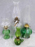 Neat Kerosene wicked lamps and other lamp covers. All are in good condition. smallest lamp measures