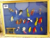 Framed fishing fly display measures 13
